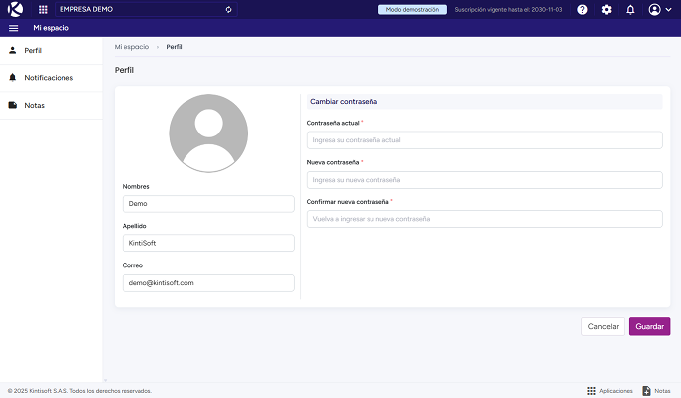 Perfil de usuario de KintiSoft