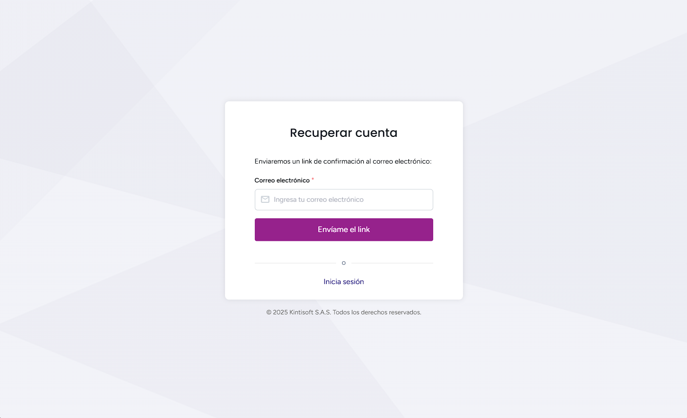 Pantalla de inicio de sesión de KintiSoft